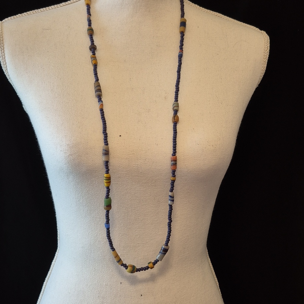 Lot of 4 - Handmade Artisan-Style Beaded Necklace-Blue/Multicolor Accents